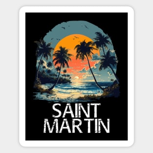 Saint Martin Sunset (with White Lettering) Magnet